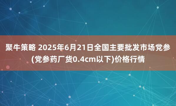 聚牛策略 2025年6月21日全国主要批发市场党参(党参药厂货0.4cm以下)价格行情