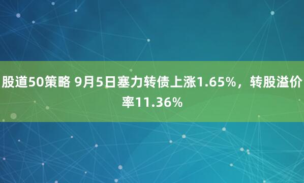 股道50策略 9月5日塞力转债上涨1.65%，转股溢价率11.36%